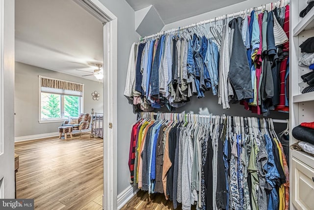 129 Lois Ln, Mineral, VA 23117 - spacious closet featuring a ceiling fan and wood finished floors