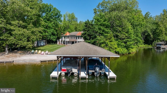 129 Lois Ln, Mineral, VA 23117 - dock area featuring a water view and boat lift