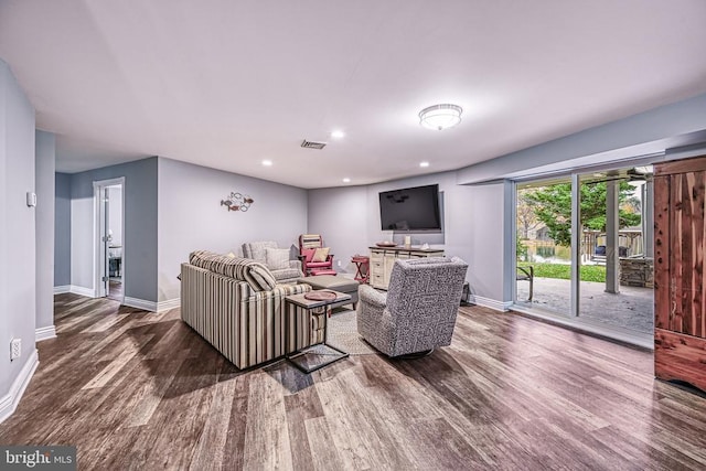 129 Lois Ln, Mineral, VA 23117 - living room with wood finished floors, baseboards, and recessed lighting