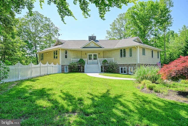 129 Lois Ln, Mineral, VA 23117 - view of front of home with french doors and a chimney