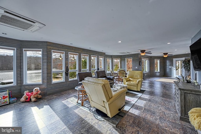 129 Lois Ln, Mineral, VA 23117 - living room featuring a ceiling fan and recessed lighting