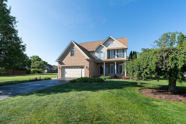 116 Buckingham Pl, Waynesboro, VA 22980 - traditional home featuring asphalt driveway, a garage, brick siding, and a porch