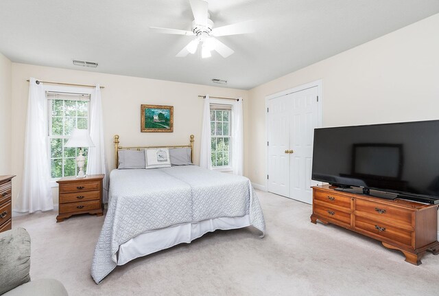 116 Buckingham Pl, Waynesboro, VA 22980 - carpeted bedroom with multiple windows, ceiling fan, and a closet