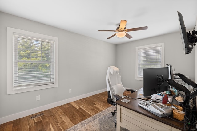 56 Serendipity Ln, Crimora, VA 24431 - home office featuring ceiling fan and wood finished floors