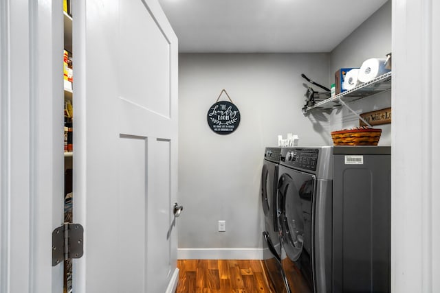 56 Serendipity Ln, Crimora, VA 24431 - laundry area featuring washer and clothes dryer and dark wood finished floors
