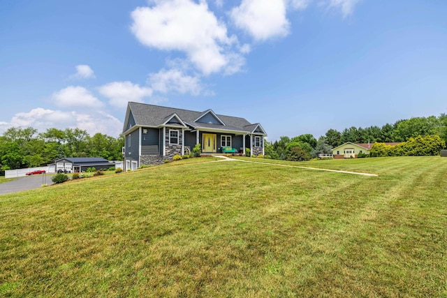 56 Serendipity Ln, Crimora, VA 24431 - view of front facade with a front yard and stone siding