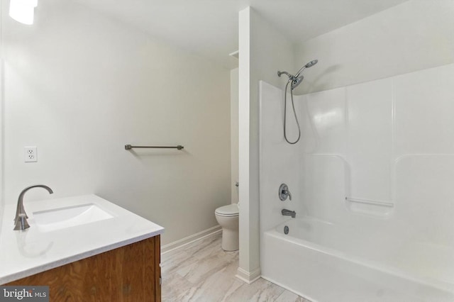 295 Jackson St, Warrenton, VA 20186 - bathroom with vanity, washtub / shower combination, and marble look tile flooring