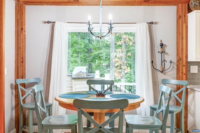 6406 Carter Ln, Mineral, VA 23117 - dining area featuring a chandelier and healthy amount of natural light