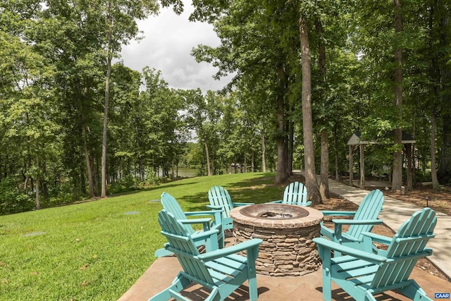 6406 Carter Ln, Mineral, VA 23117 - view of patio / terrace featuring an outdoor fire pit and view of scattered trees