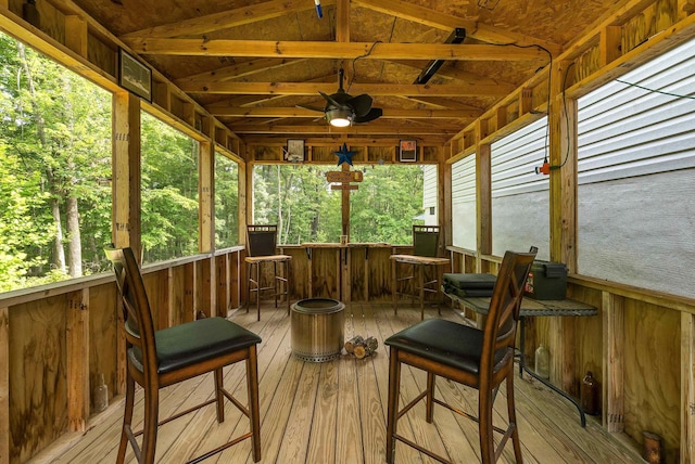 2749 Lee Hwy E, New Market, VA 22844 - sunroom with a ceiling fan and lofted ceiling
