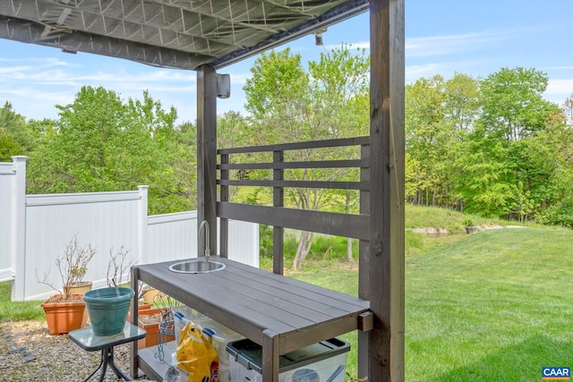 view of patio featuring a sink