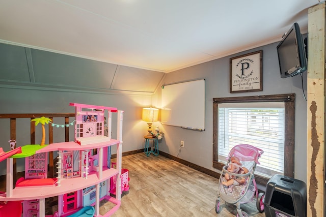 2420 Jollett Rd, Elkton, VA 22827 - bedroom with wood finished floors, baseboards, and vaulted ceiling