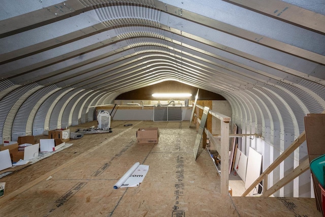 view of unfinished attic