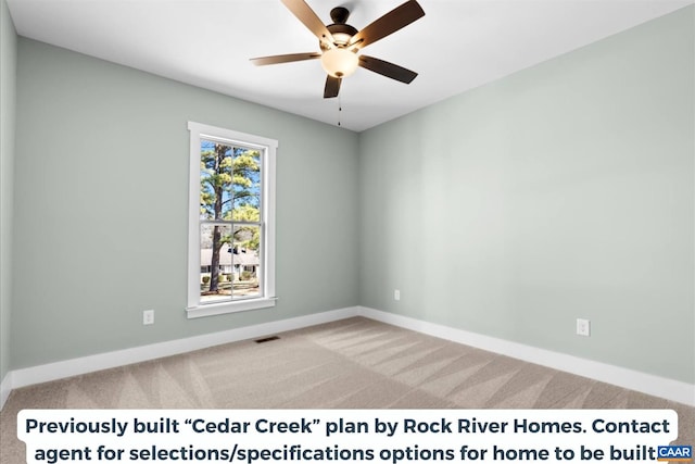 TBD Amelia Springs Road, Amelia, VA 23083 - spare room featuring baseboards, ceiling fan, visible vents, and carpet floors