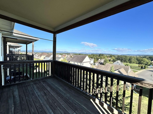 deck with a residential view