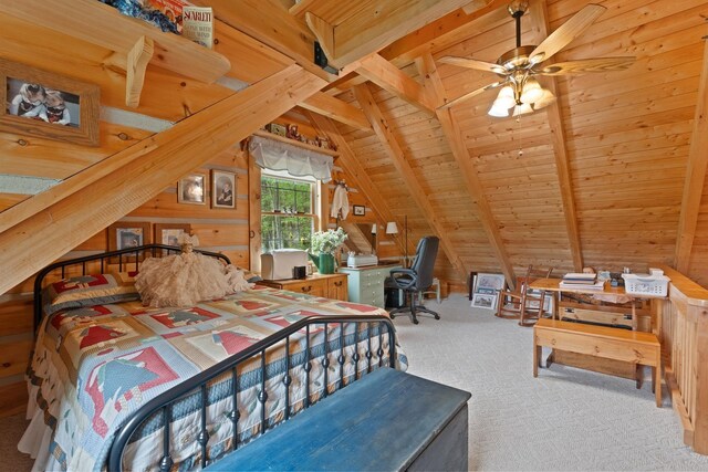 537 High Valley Dr N, Monterey, VA 24465 - carpeted bedroom featuring wood ceiling and wooden walls