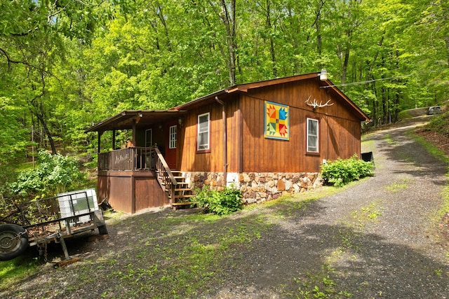 537 High Valley Dr N, Monterey, VA 24465 - view of property exterior with a forest view and stairs