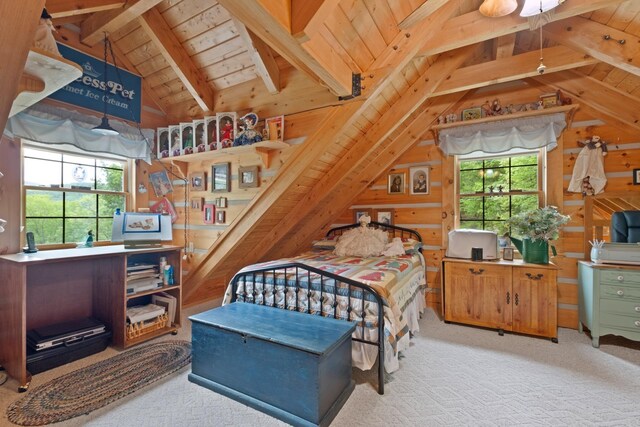 537 High Valley Dr N, Monterey, VA 24465 - bedroom with wooden ceiling, wood walls, and carpet floors
