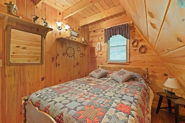 537 High Valley Dr N, Monterey, VA 24465 - bedroom with wood ceiling, wood walls, beam ceiling, and wood finished floors
