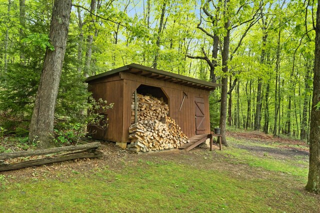 537 High Valley Dr N, Monterey, VA 24465 - view of shed featuring a view of trees