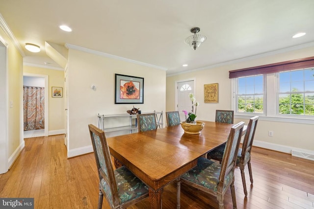12014 Jefferson Hwy, Mineral, VA 23117 - dining space featuring light wood-type flooring, ornamental molding, and recessed lighting