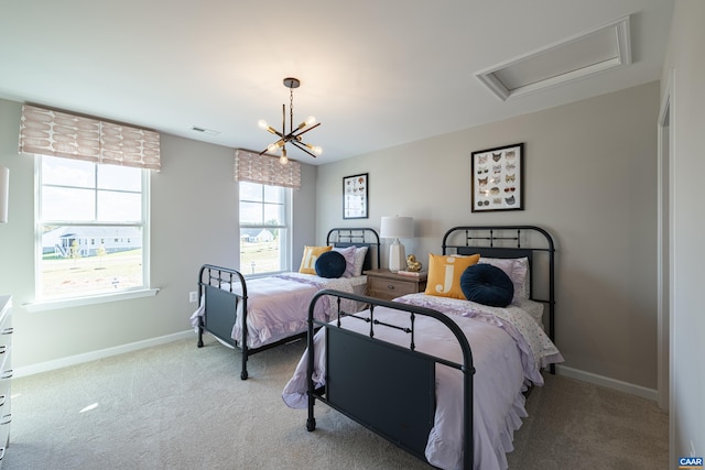 374 Bayberry Ln Unit F3C-20, Zion Crossroads, VA 22942 - bedroom with carpet floors, a chandelier, and baseboards