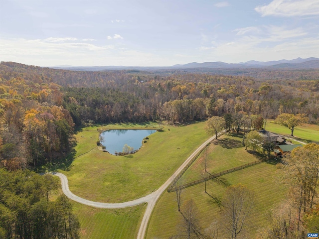 7930 Old Green Mountain Rd, Esmont, VA 22937 - birds eye view of property featuring a forest view and a water and mountain view