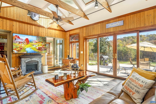 7930 Old Green Mountain Rd, Esmont, VA 22937 - sunroom featuring beamed ceiling