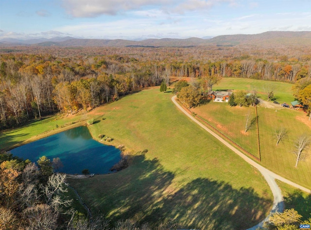 7930 Old Green Mountain Rd, Esmont, VA 22937 - bird's eye view featuring a view of trees and a water and mountain view