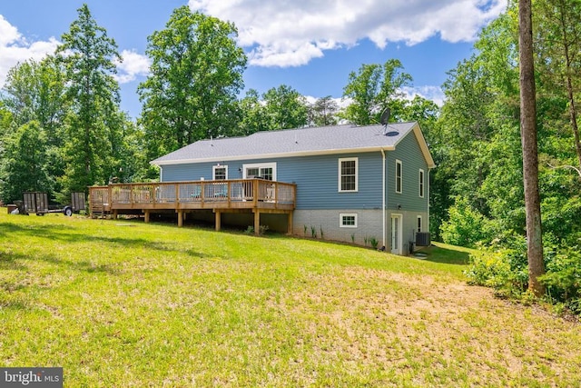 166 John Tucker Rd, Madison, VA 22727 - back of house featuring cooling unit, a deck, and a lawn