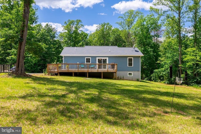 166 John Tucker Rd, Madison, VA 22727 - rear view of property featuring a deck, a yard, and view of wooded area