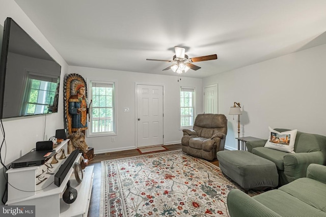 166 John Tucker Rd, Madison, VA 22727 - living area featuring wood finished floors, a ceiling fan, and baseboards