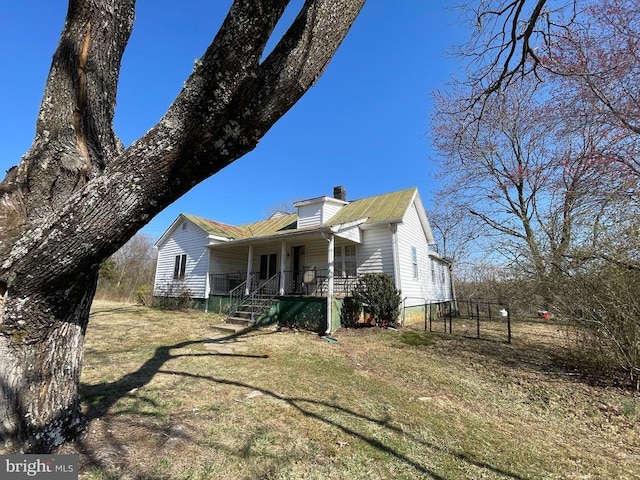 13093 Stonehouse Mountain Rd, Culpeper, VA 22701 - view of side of property featuring covered porch and a chimney