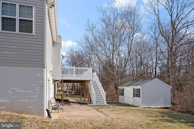636 Windermere, Culpeper, VA 22701 - view of yard featuring a deck, stairs, a storage shed, a patio area, and an outdoor structure