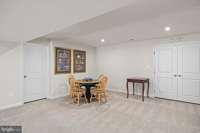 14219 Belle Ave, Culpeper, VA 22701 - dining room featuring carpet flooring, baseboards, and recessed lighting