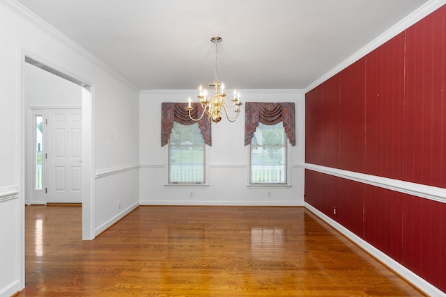 82 Pheasant Run, Waynesboro, VA 22980 - unfurnished dining area featuring a chandelier, wood finished floors, crown molding, and baseboards