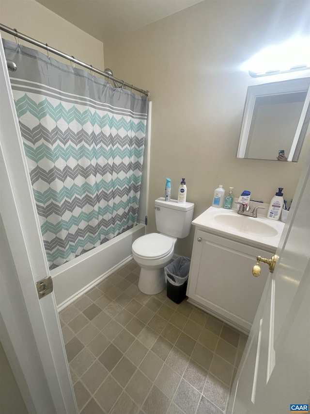 1520 Villa Ter Unit E, Charlottesville, VA 22903 - full bathroom with shower / bath combo with shower curtain, toilet, tile patterned flooring, and vanity