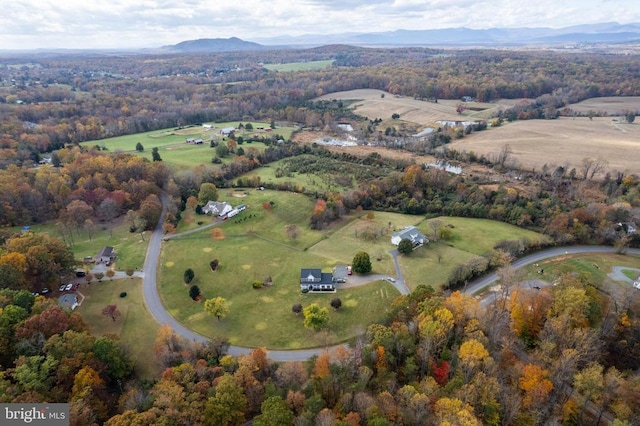 aerial view with a rural view and a mountain view