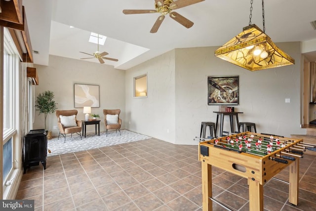 208 Mt Pleasant Dr, Locust Grove, VA 22508 - game room featuring ceiling fan and a skylight