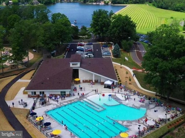 208 Mt Pleasant Dr, Locust Grove, VA 22508 - bird's eye view of a pool area and a nearby body of water