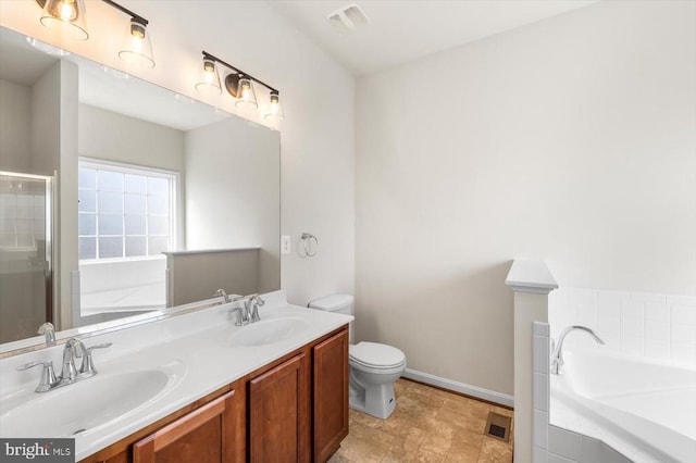 35367 Pheasant Ridge Rd, Locust Grove, VA 22508 - full bath with double vanity, a garden tub, and a shower with shower door