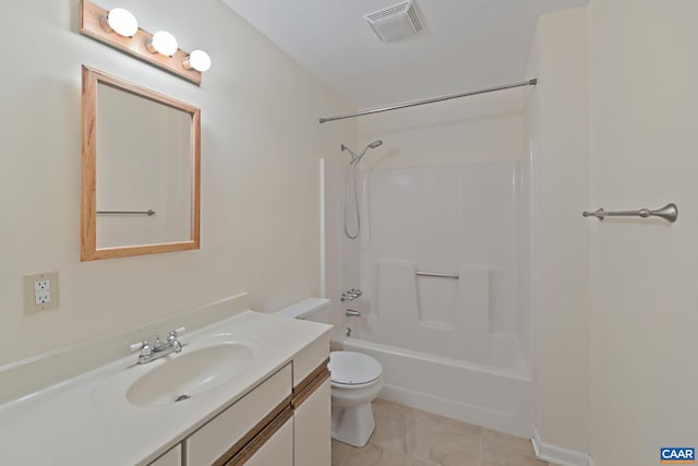 1216 Grove St, Charlottesville, VA 22903 - bathroom with toilet, vanity, shower / tub combination, and tile patterned flooring