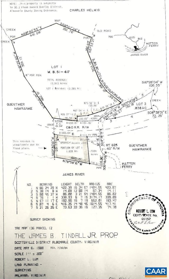 10064 Hatton Ferry Ln, Scottsville, VA 24590 - survey map / technical document