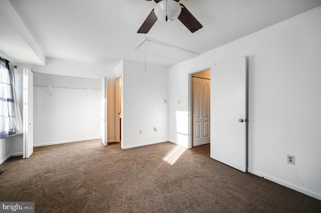11175 Elwyn Ct, Fredericksburg, VA 22407 - unfurnished bedroom with attic access, carpet floors, a ceiling fan, and baseboards