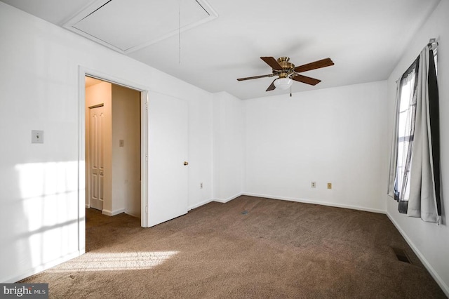 11175 Elwyn Ct, Fredericksburg, VA 22407 - carpeted empty room featuring attic access, ceiling fan, and baseboards