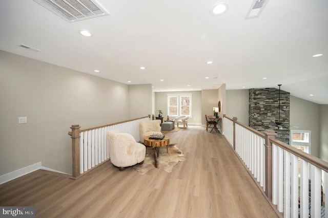60 Laurelwood Dr, Mineral, VA 23117 - sitting room with an upstairs landing, light wood finished floors, and recessed lighting