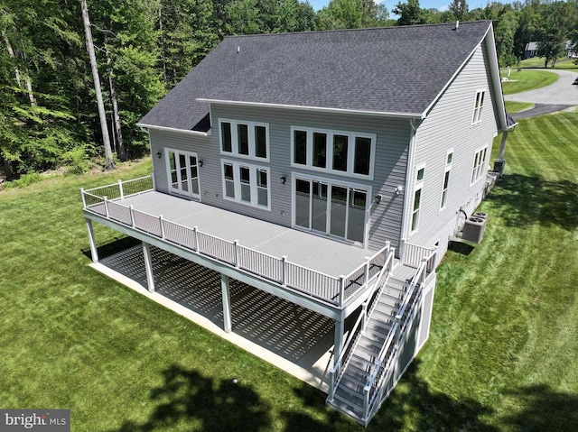 60 Laurelwood Dr, Mineral, VA 23117 - rear view of property with a wooden deck, a yard, and roof with shingles