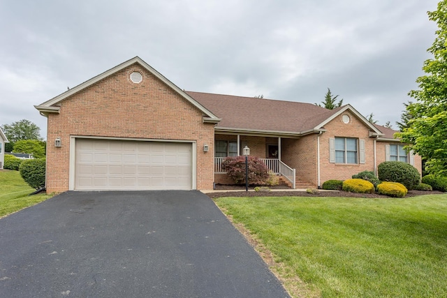 5 Hidden Valley Ct, Fishersville, VA 22939 - view of front of property with brick siding, driveway, a front lawn, and an attached garage
