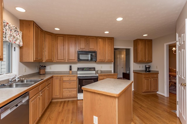 5 Hidden Valley Ct, Fishersville, VA 22939 - kitchen featuring black microwave, stainless steel dishwasher, electric range, a sink, and light wood-style floors