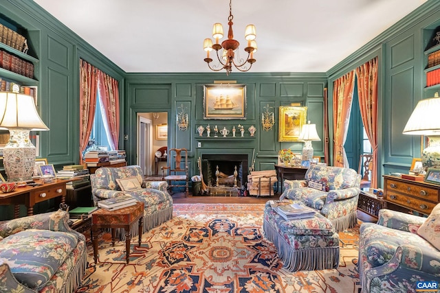 19184 Mt Sharon Rd, Orange, VA 22960 - sitting room featuring a wealth of natural light, a chandelier, and a decorative wall